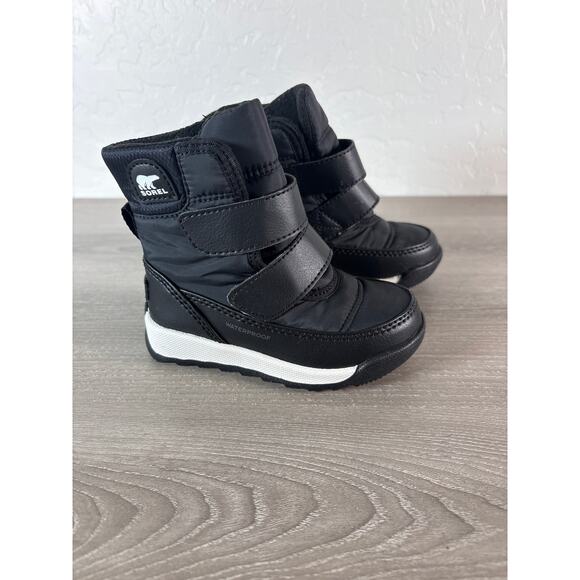 Sorel Whitney II Strap Waterproof Child's Snow Boots- Blk Whi Size 6 EU 23- NWOB - Picture 1 of 7